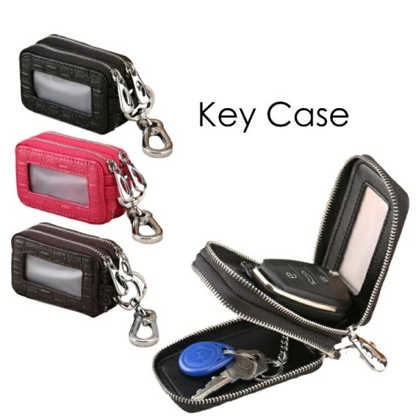 キーケース スマートキー スマートキーケース ダブルファスナー キーリング 車  レザー メンズ レ...