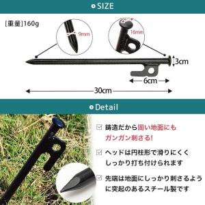 ペグ 30cm セット 12本 スチール テン...の詳細画像2
