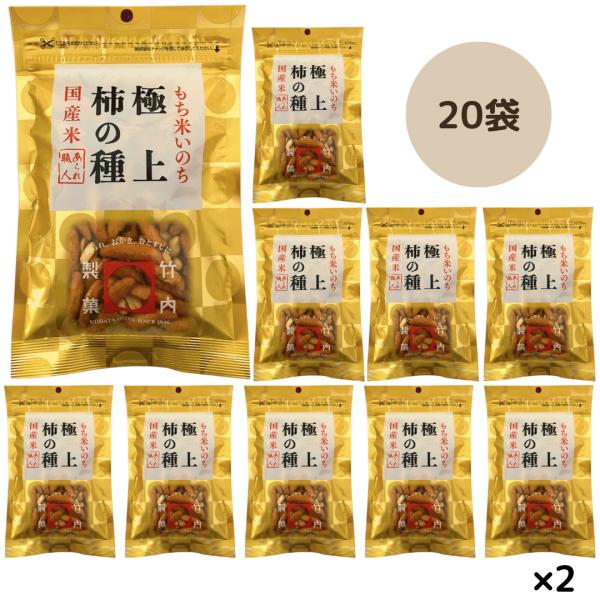 竹内製菓 極上柿の種 20袋 セット 米菓 柿の種 110g あられ おかき 新潟 チャック袋 もち...