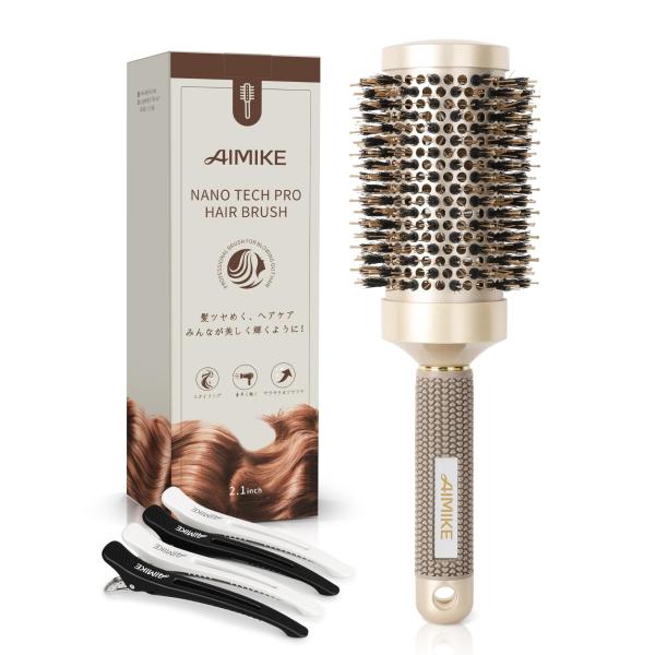 AIMIKE 超大径 ロールブラシ ブロー時間短縮 カールブラシ ストレート&amp;カール用 ヘアブラシ ...