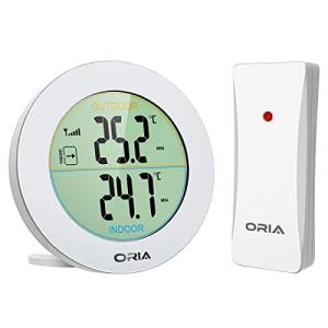 ORIA デジタル温度計 外気温度計 ワイヤレス 室内 室外 高精度 LCD大画面 最高最低温度/温度傾向図表示 置き掛け両用 華氏/摂氏表示 温室｜onetoday