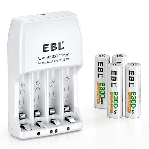 EBL 単3電池 充電器セット 大容量 単3電池 充電式 ニッケル水素 単3電池 単3 充電器付き ...