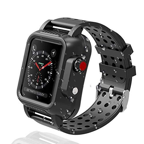 対応 Apple Watch 4/5 防水 バンド+ケース アップルウォッチ4 40mm 44mm ...