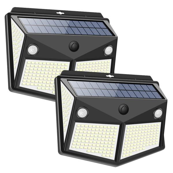 【昇級版2つの人感センサー】 センサーライト 280LED ソーラーライト 4面発光 3つ知能モード...
