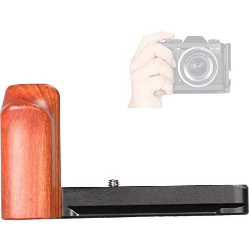 WEPOTO Fujifilm X-T10 X-T20 X-T30用ハンドグリップメタル赤檀木材 W...