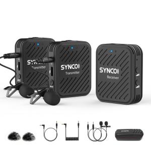 ワイヤレスマイク, SYNCO G1(A2) 一眼レフカメラ/パソコン/iPhone/Androidスマホ用 ワイヤレスピンマイク 音量調整 ミュート