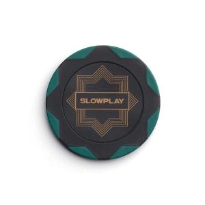 SLOWPLAY Nashクレイポーカーチップ 14g 重量感あるクレイチップ 40mm 大きめ 50枚入り グリーン（チップバリュー表記なし）｜onetoday