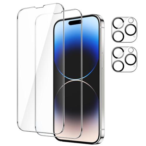 JETech iPhone14Pro 6.1インチ用 全面保護フィルム カメラレンズフィルム付き 強...