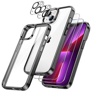 JETech 5 in 1 iPhone 13 ケース (6.1インチ専用) 液晶保護 2枚フィルム+2枚カメラレンズフィルム付き 全面保護 強化ガラ