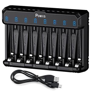 POWXS 急速電池充電器 1.2V ニッケル水素電池/1.5V リチウム電池 単3形・単4形に対応 8スロットで8本同時独立充電可能 LED充電表示｜onetoday