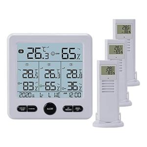 Timloon デジタル温度湿度計 外気温度計 ワイヤレス 温湿度計 室外 室内 3つセンサー 高精度 LCD大画面 バックライト機能付き 時計カレン｜onetoday