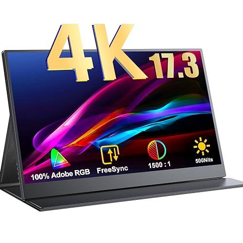 モバイルモニター 4K 17.3インチ 3840*2160 ゲームモニター スイッチ用モニター 狭額...