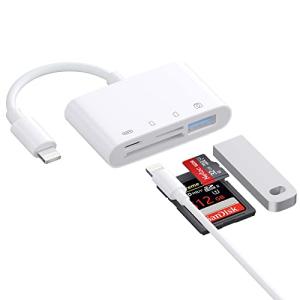 iPhone/iPad用 SD カードリーダー【2024 MFi認証製品】lightning用 4in1 USB SDカードカメラリーダー SD/TF