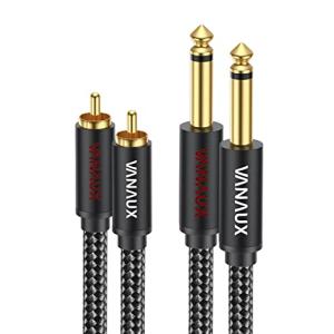 6.35mm rca 変換ケーブル VANAUX rca フォン ケーブル 2x6.35mm to 2RCAケーブル モノラルフォンプラグ TS 変換｜onetoday