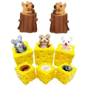 スクイーズ玩具フィジェットおもちゃ 5pcs 減圧グッズ プッシュポップ チーズに隠れたネズミおもちゃ スクイーズおもちゃ 高反発おもちゃ おもしろグ｜onetoday