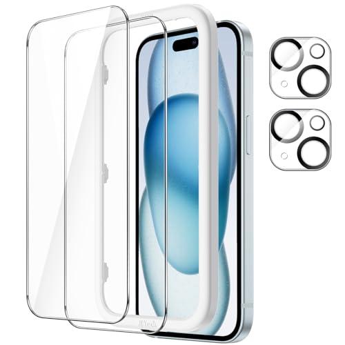 JETech iPhone 15 Plus用 液晶保護フィルム 6.7インチ カメラレンズフィルム付...