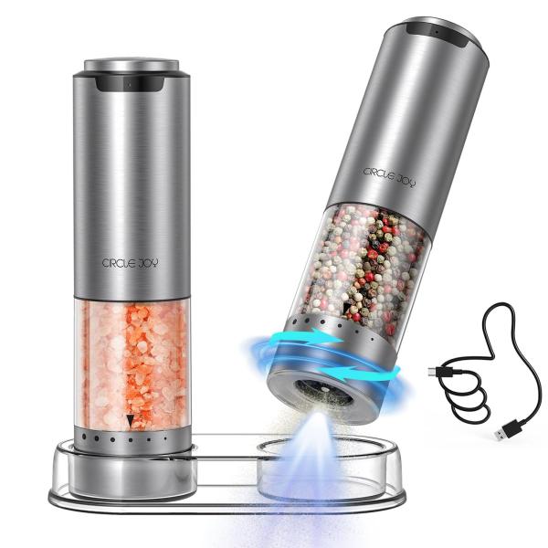 CIRCLE JOY ペッパーミル 電動 ステンレス製ペッパーミル 厚さを外部で調整する 洗える95...