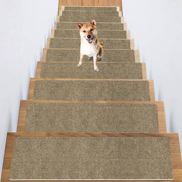 階段マット 階段用滑り止め【70X22cm 15枚入り】HUIJIE 階段カーペット 吸着 厚み4m...