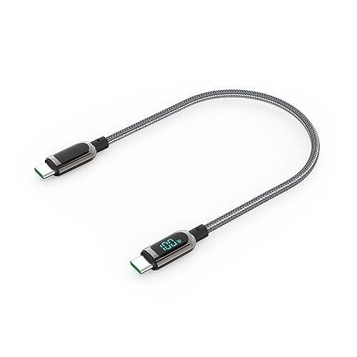 首佩 LEDディスプレイ高耐久ナイロン USB-C &amp; USB-C ケーブル 100W PD対応 M...