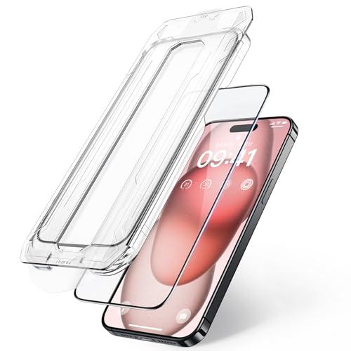 NIMASO 自動除塵 ガラスフィルム iPhone15用 気泡ゼロ 失敗なし 超簡単貼り付け 強化...