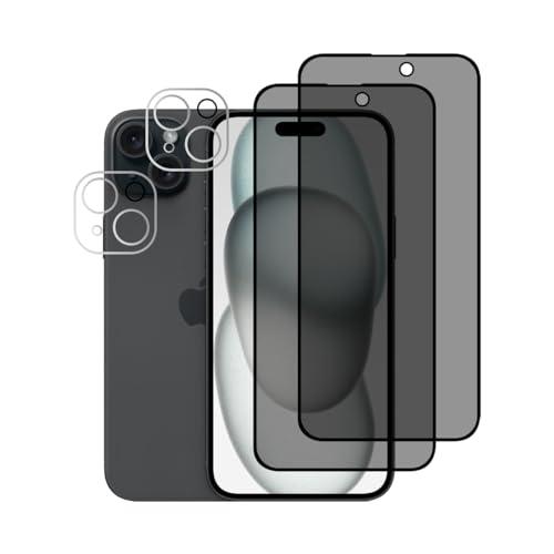 Miitech 【4枚セット】 iPhone 15 Plus 用 ガラスフィルム 【覗き見防止】 【...