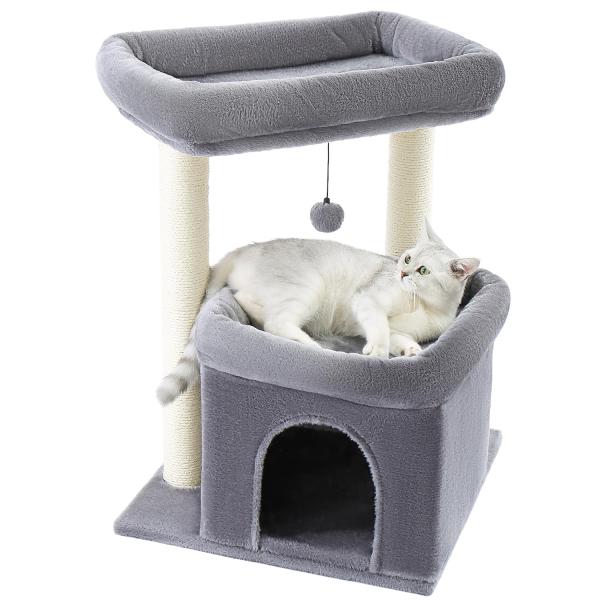 PAWZ Road キャットタワー 大型猫用 低め 低い 据え置き 麻紐 爪研ぎ 階段 広いベッド ...