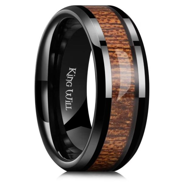 【並行輸入品】 King Will Men'S Ceramic Ring 8mm Black Sap...