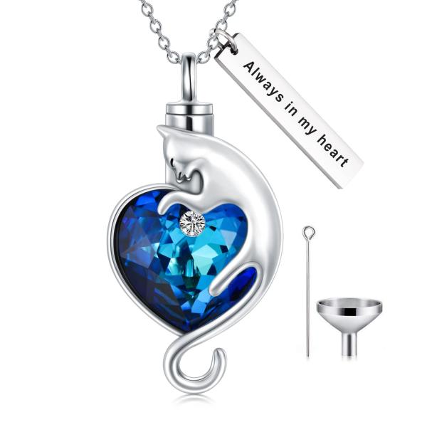 【並行輸入品】 Cat Urn Necklace for Ashes Sterling Silver...