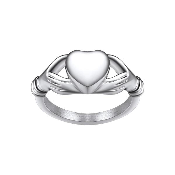 【並行輸入品】ステンレス スチール ハート/クラダ 火葬 遺灰 リング 女性用 ロケットリング メモ...
