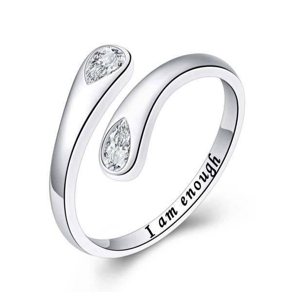 【並行輸入品】I Am Enough 女性用リング   スターリングシルバー インスピレーショナルジ...