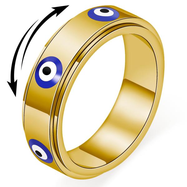 【並行輸入品】イーブルアイ フィジェットリング 女性用   18Kゴールドメッキ ステンレススチール...