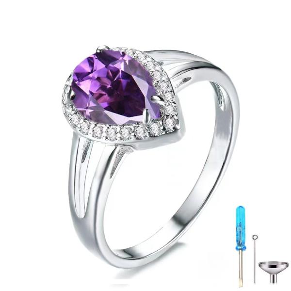 【並行輸入品】 ZLAEBL Urn Ring for Ashes Pear Cut Birthst...