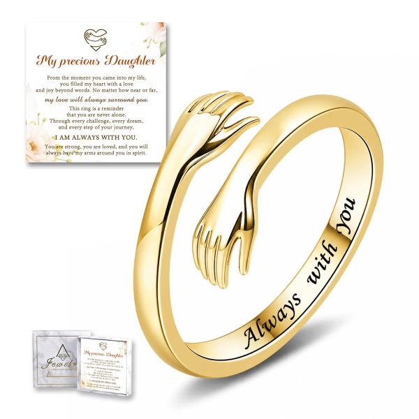 【並行輸入品】18K ゴールド ハグリング 女性用 ティーン   調節可能なラブプロミスリング イン...