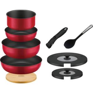 THERMOS（サーモス）　取っ手のとれるフライパン9点セット　IH／ガス両用　KSB-9A　R　[KSB9A]　レッド