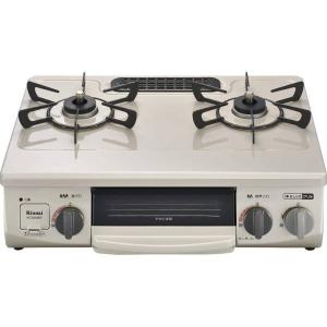 Rinnai（リンナイ）ガステーブル 水なし片面焼きグリル付き KG34NBEL 13A（12A13A都市ガス）[KG34NBEL13A] 左強火力  ※こちらは都市ガス用です