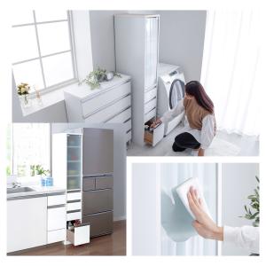 ランドリー収納 隙間収納 30cm ガラス扉付...の詳細画像2