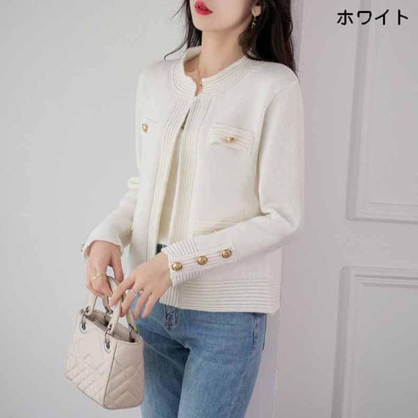 ニットジャケットレディース入学式卒業式入園卒園式アウターノーカラー 長袖ジャケットオフィスママスーツ...