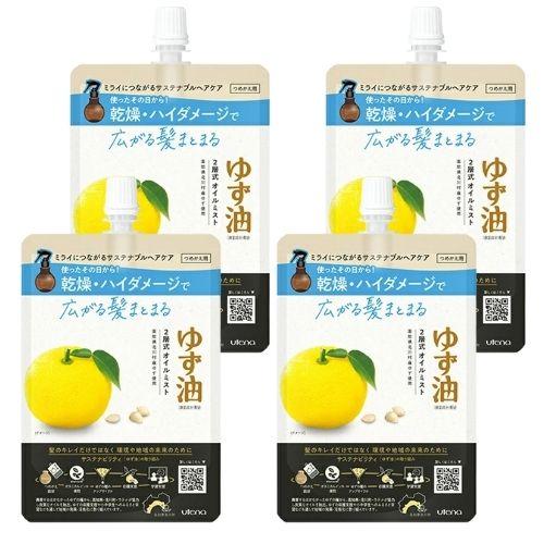 【4個】ウテナ ゆず油 無添加オイルミスト つめかえ用 160ml