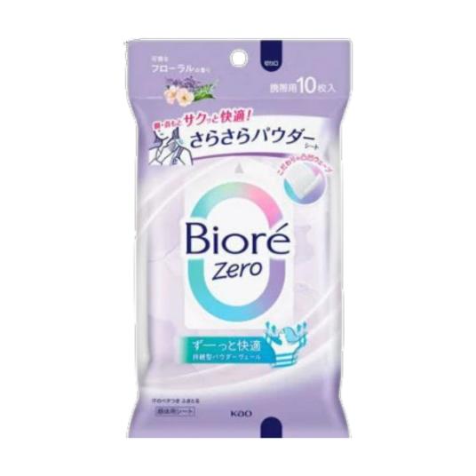 花王 ビオレＺｅｒｏさらさらパウダーシート 可憐なフローラルの香り 10枚入り 汗拭きシート 発汗 ...