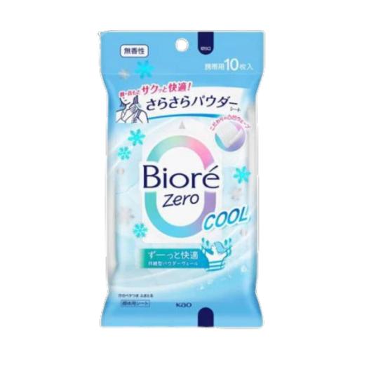 花王 ビオレＺｅｒｏさらさらパウダーシート クール無香性 10枚 汗拭きシート 発汗 ボディシート　...
