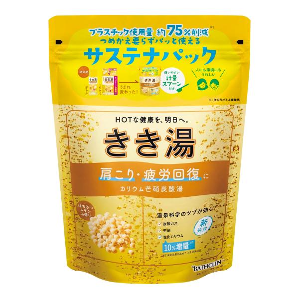 きき湯【薬用入浴剤】カリウム芒硝炭酸湯 はちみつレモンの香り 360g(約12回分) バスクリン 炭...