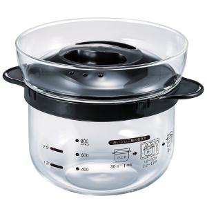 HARIO(ハリオ) ガラスのレンジご飯釜1~2合 電子レンジ用 ブラック 1~2合用 日本製 プレゼント ギフト 贈り物 XRCN-2-B 送料無料