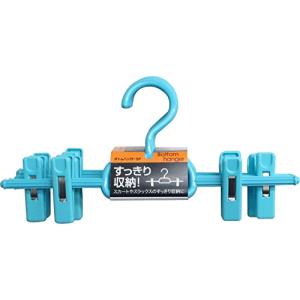 サワフジ すっきり収納 クリップ付 ボトムハンガー 5本組 ブルー BO-05