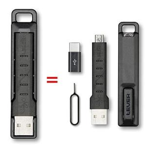 Lever Gear ケーブルキット-2イン1キーチェーンマイクロUSB充電およびデータケーブル シングル Samsungおよびその他のUSB-Cま