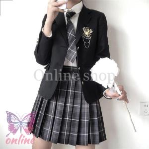 コスプレ 制服 jk 女子高生 5点セット ブレザー スカート シャツ ネクタイ バッジ コスプレ 学生服 セーラー服 スクール 高校生制服｜onlineshop-musashi