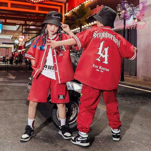 キッズ ダンス衣装 ヒップホップ 子供服 HIPHOP ズボン 半袖 セット 男の子 女の子 ジャズ...