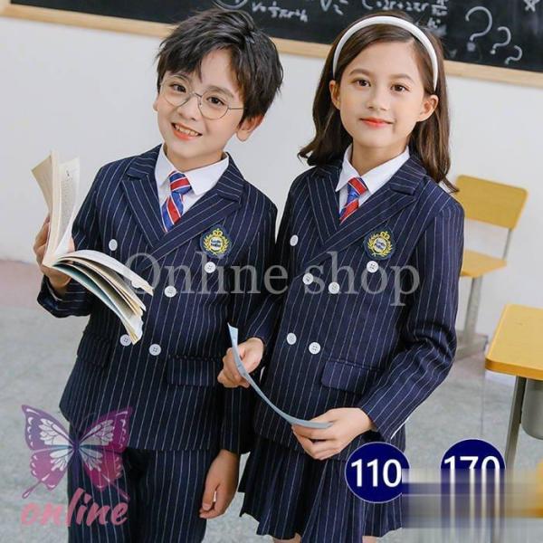 子供スーツ 5点セット 小学校 中学校 入学式 卒業式 スーツ ストライプ 子供服 フォーマル 16...