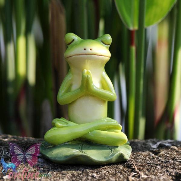 (ロータスの葉 座禅 カエル)カエル 置物 カエル グッズ 雑貨 風水にもおすすめのカエルの置物(か...