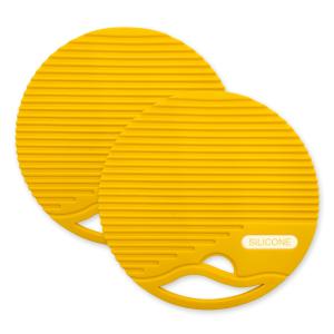 キョドド屋 鍋敷き 和風 2枚セット 耐熱シリコン製 丸型 直径17cm 万能マット プラスチック木製鍋敷き保護 カップシート 栓抜き 鍋つ