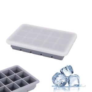 MEGVOYA シリコン 製氷皿 蓋付き冷凍保存 製氷器 四角氷 3.5cm 家庭用 15穴 シリコン製氷機製氷ケースアイスキューブ 氷トレ
